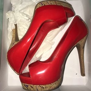 Red heels with cork detail